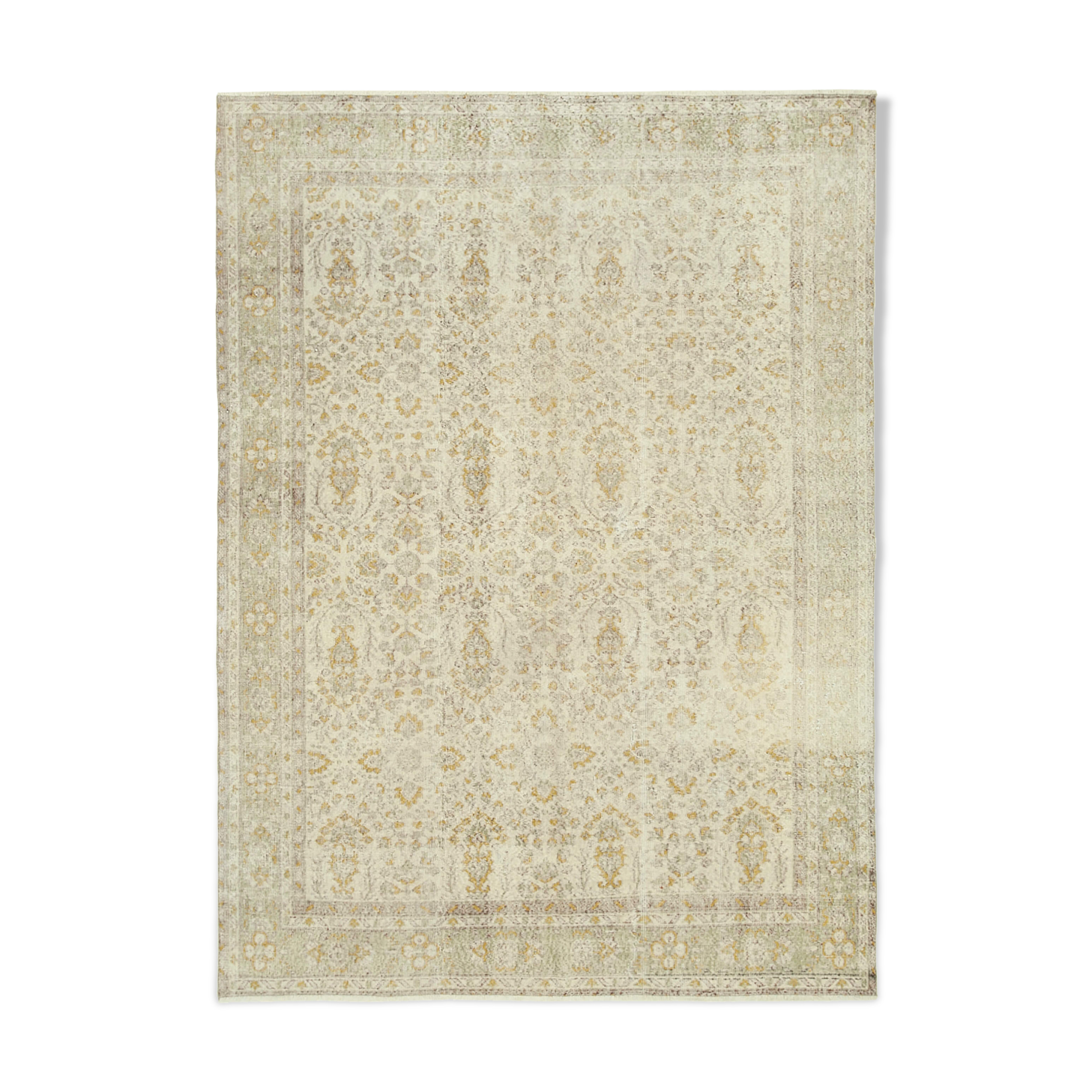 Tapis décoratif beige anatolien tissé à la main 206 cm x 286 cm