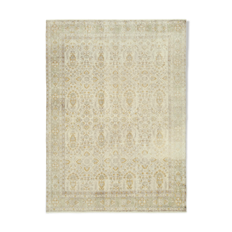 Handwoven decorative anatolian beige rug 206 cm x 286 cm