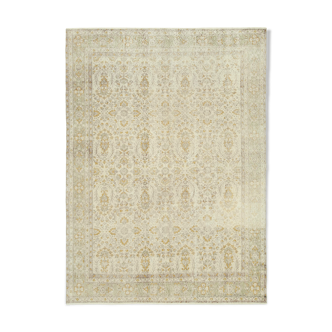 Tapis décoratif beige anatolien tissé à la main 206 cm x 286 cm