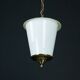 Lanterne suspendue Mid-Century en laiton et verre de Murano lattimo, Italie, années 1950
