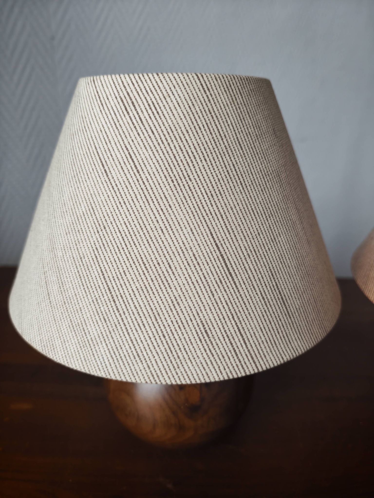 Pair of solid wood ball lamps 1980