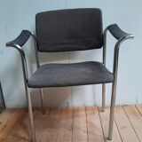 Suite of 4 contemporary armchairs in chrome-plated metal
