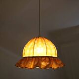 Vintage dome pendant light with ruffles "mustard gingham print"