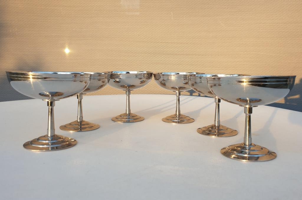 Set 6 coupes inox Létang & Rémy vintage 1960