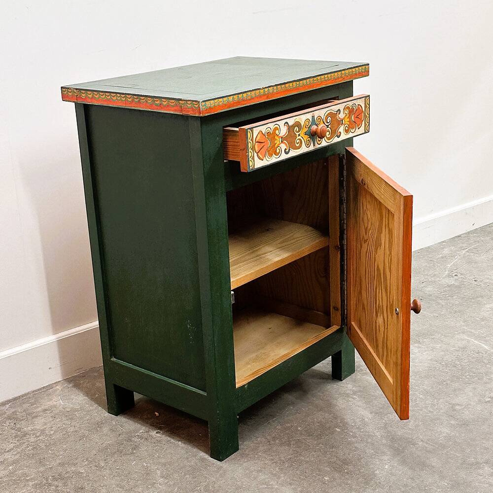Large hand-painted Provençal folk art cabinet by a Provençal artist, 1970s