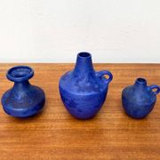 Mid-century German minimalist cobalt blue vases by Hartwig Heyne Pottery, 1960s, set of 3.