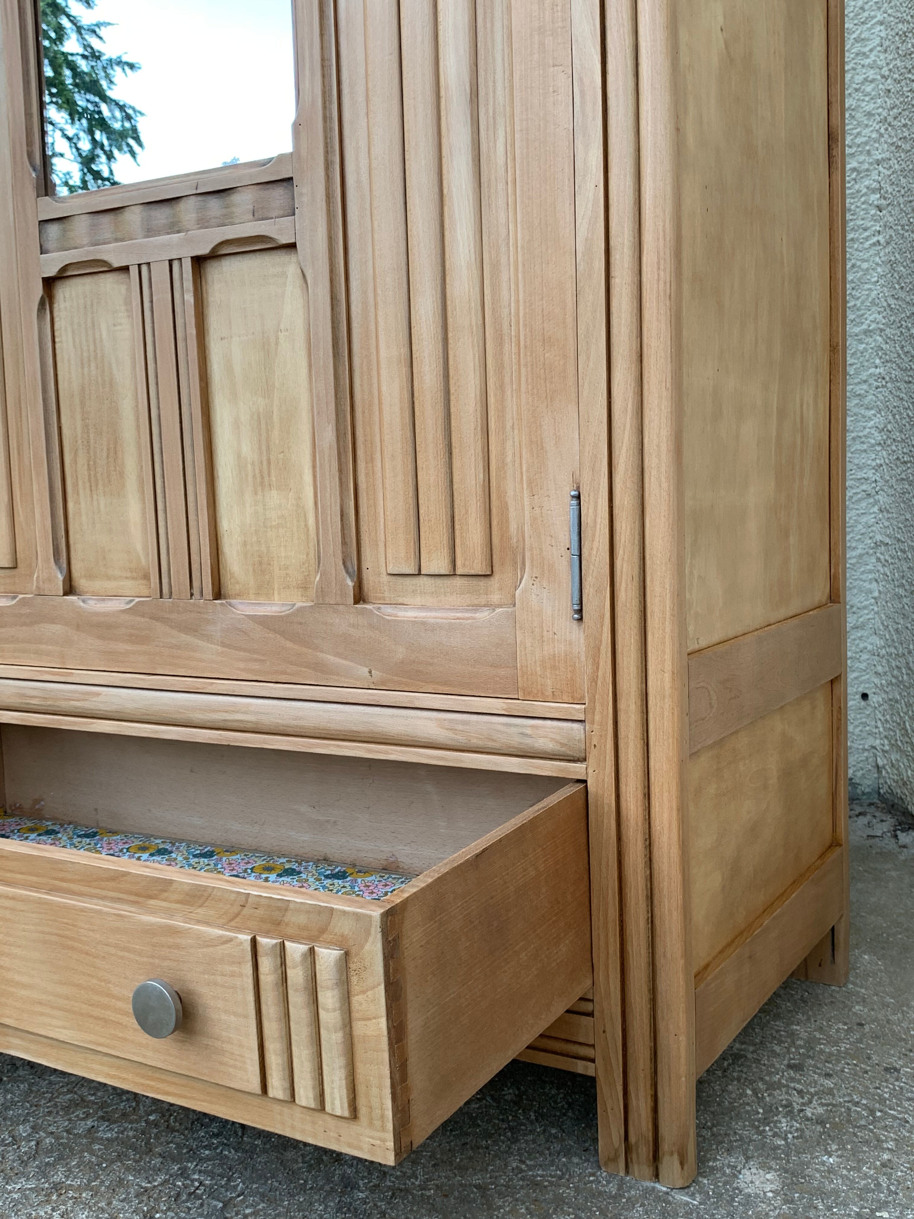 Parisian wardrobe art deco wood brut