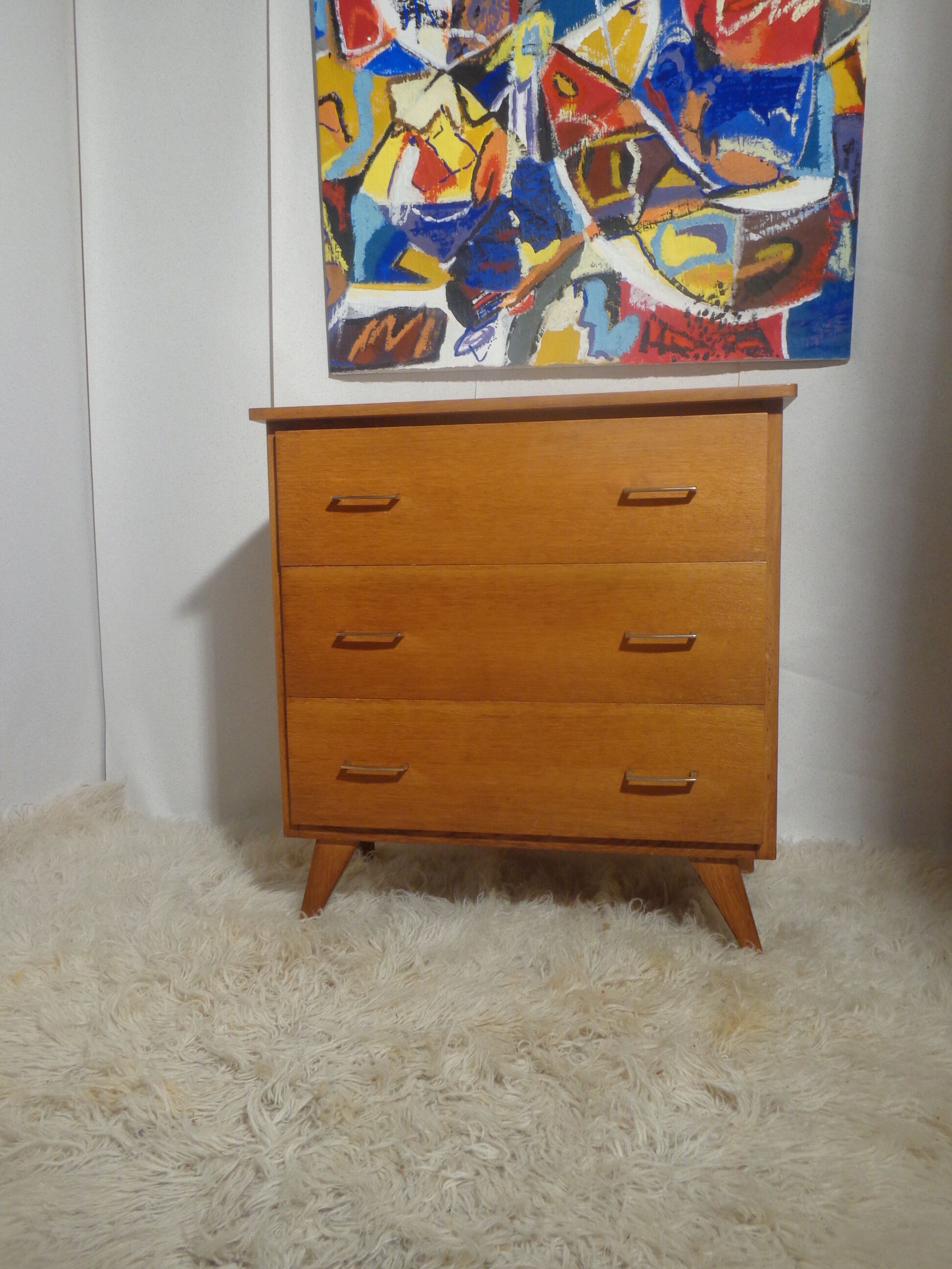Commode vintage scandinave pieds compas année 60