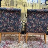 Paire de fauteuils - bergères de style Louis XVI fleurs