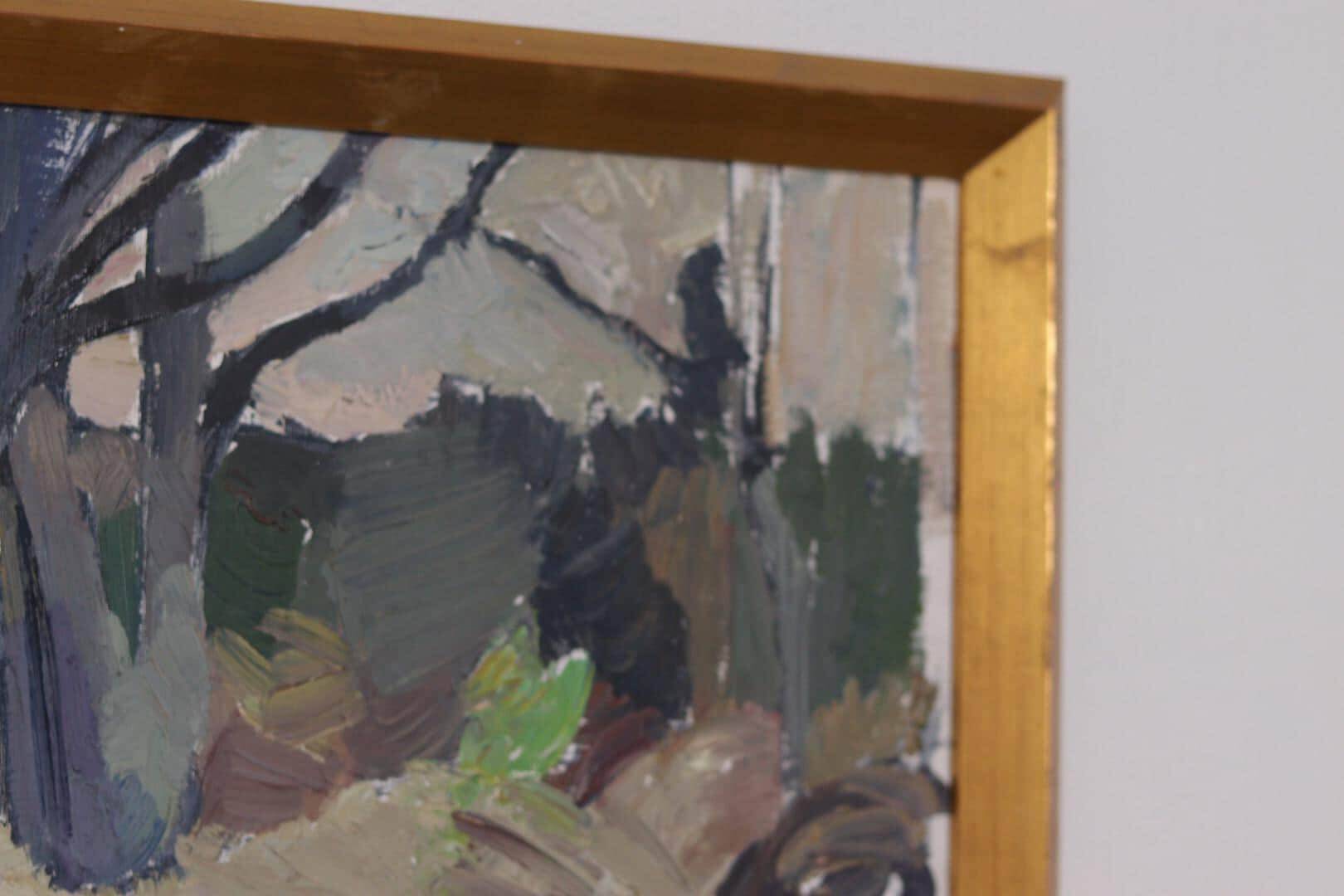 Mid Century Swedish Oil on Panel – “Abstract Woodland” by Bengt Crantz