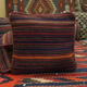 Striped Kilim Cushion Cover Handwoven Wool Scatter Pillow- 35x35cm
