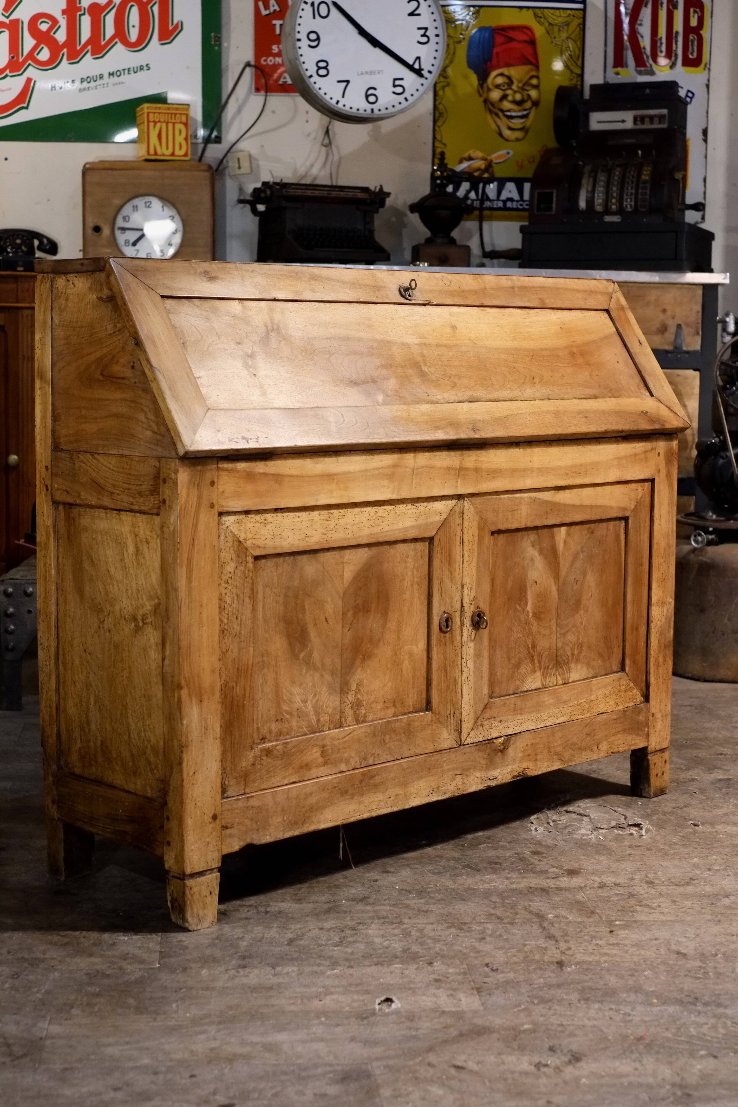 antique writing desk secretary from the 19th century in solid walnut