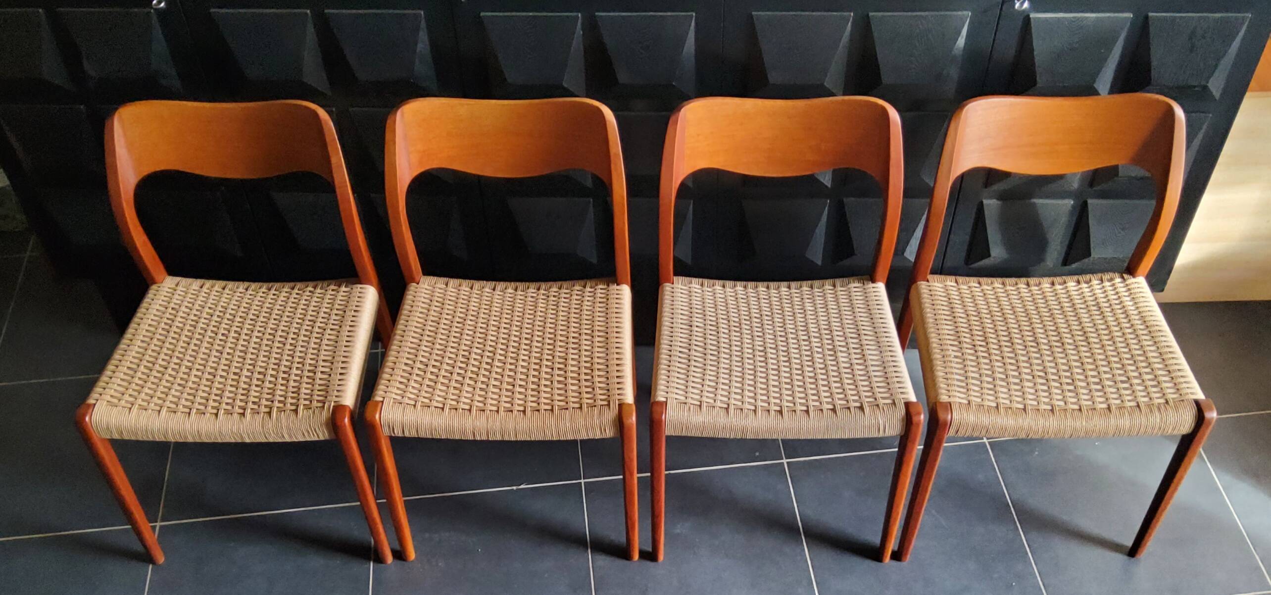 4 Niels Otto Møller model 71 chairs, Denmark 1950