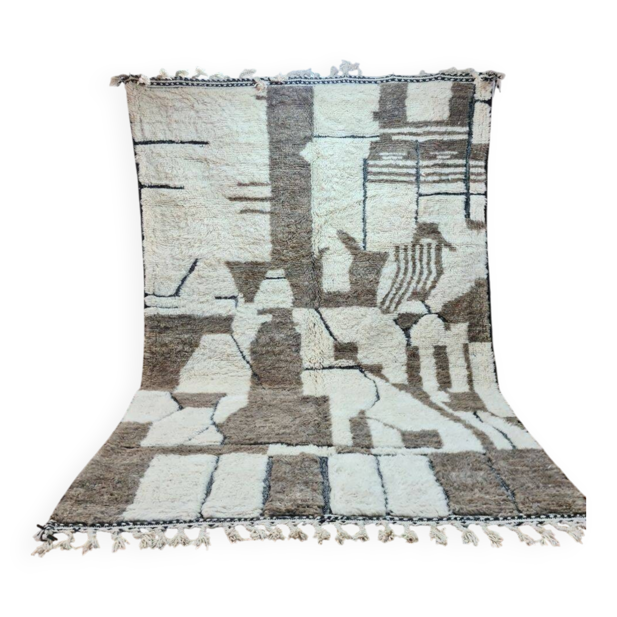 Berber Rug 300x200 cm - Abstract Patterns in Neutral Tones