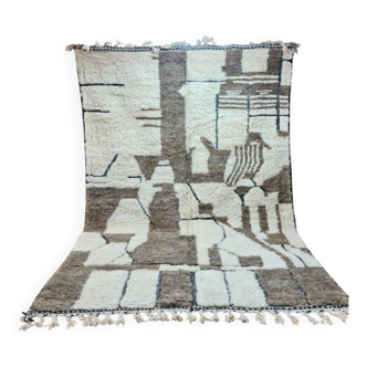 Tapis Berbère 300x200 cm - Motifs Abstraits en Tons Neutres
