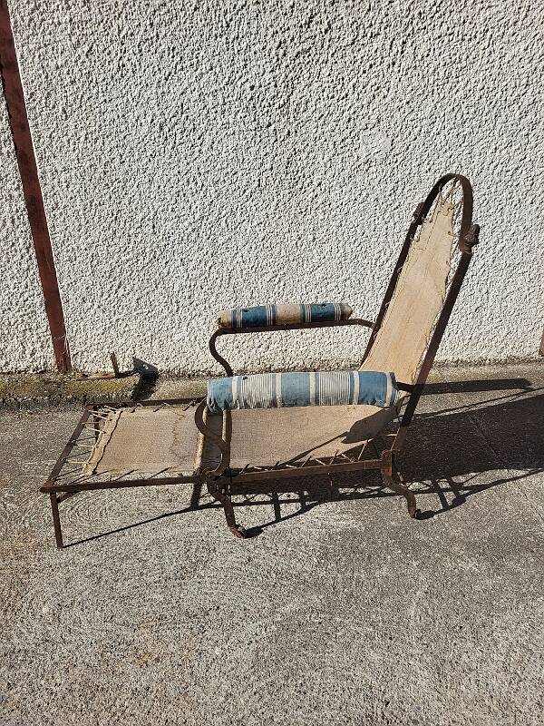 Fauteuil chaise longue pliante de campagne empire du xix ème siecle