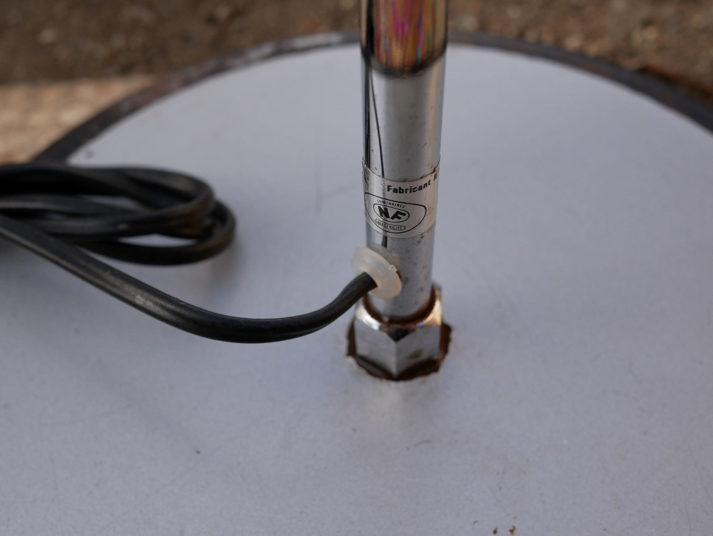 Floor lamp in metal chrome with 3 spotlights, 70s