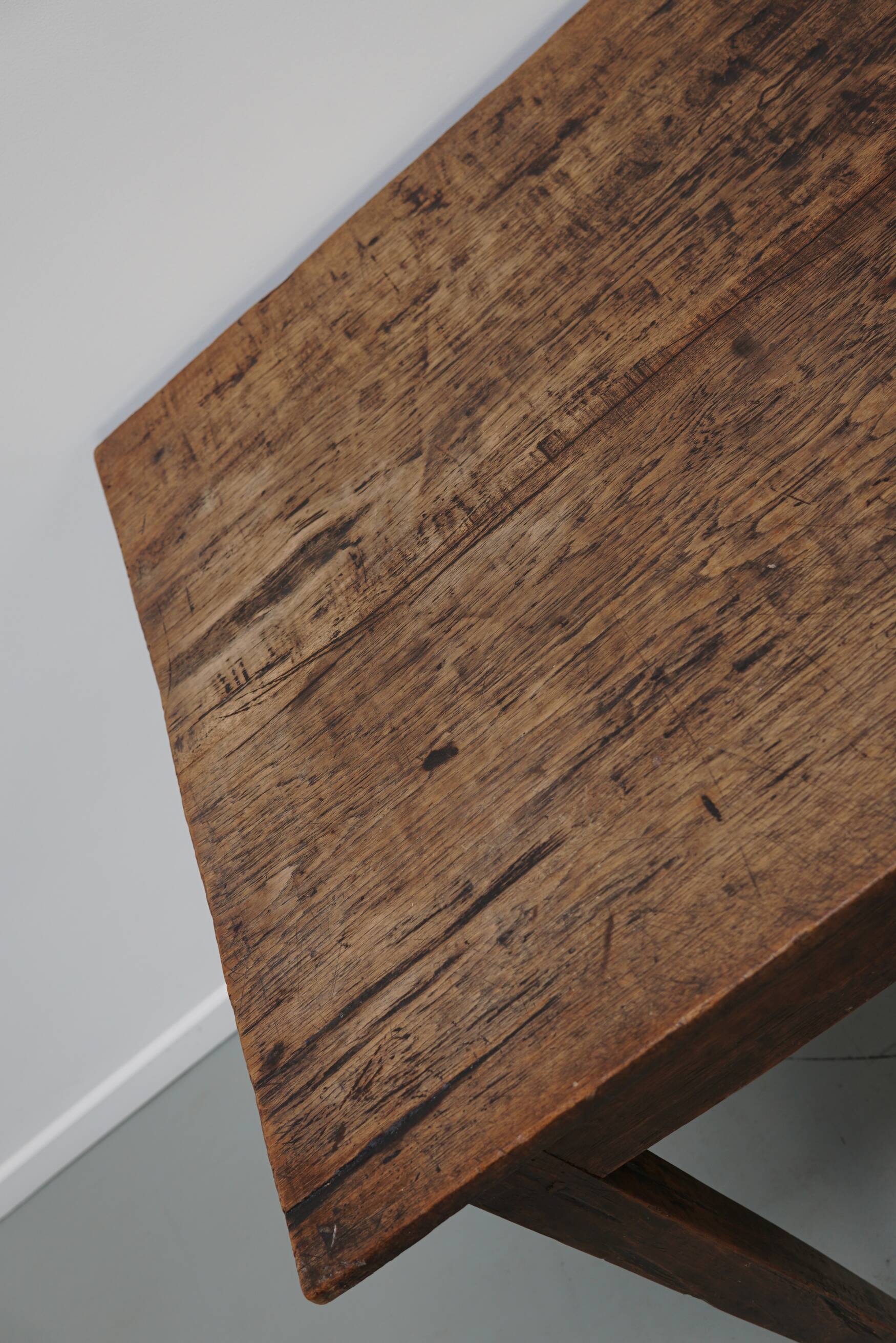 Antique Oak Early 20th Century Dutch Rustic Farmhouse Dining Table