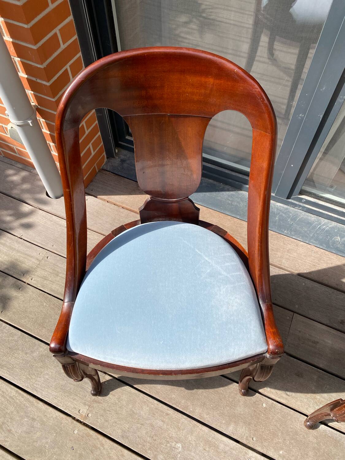 Pair of mahogany gondola chairs