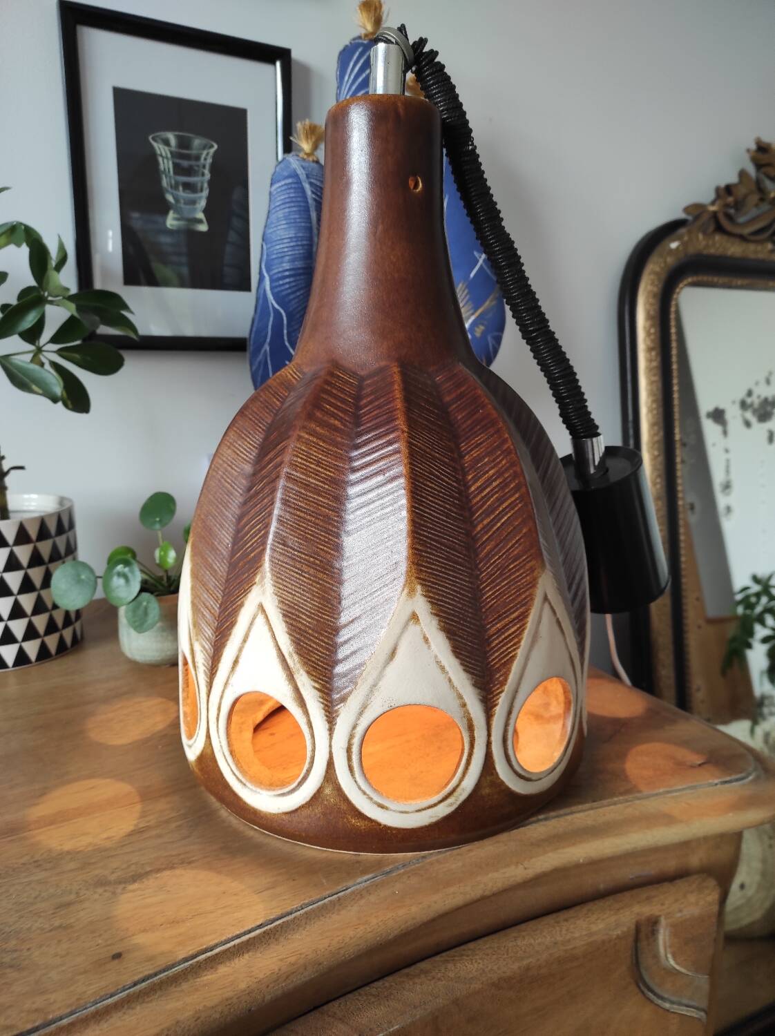 Vintage West Germany ceramic pendant light