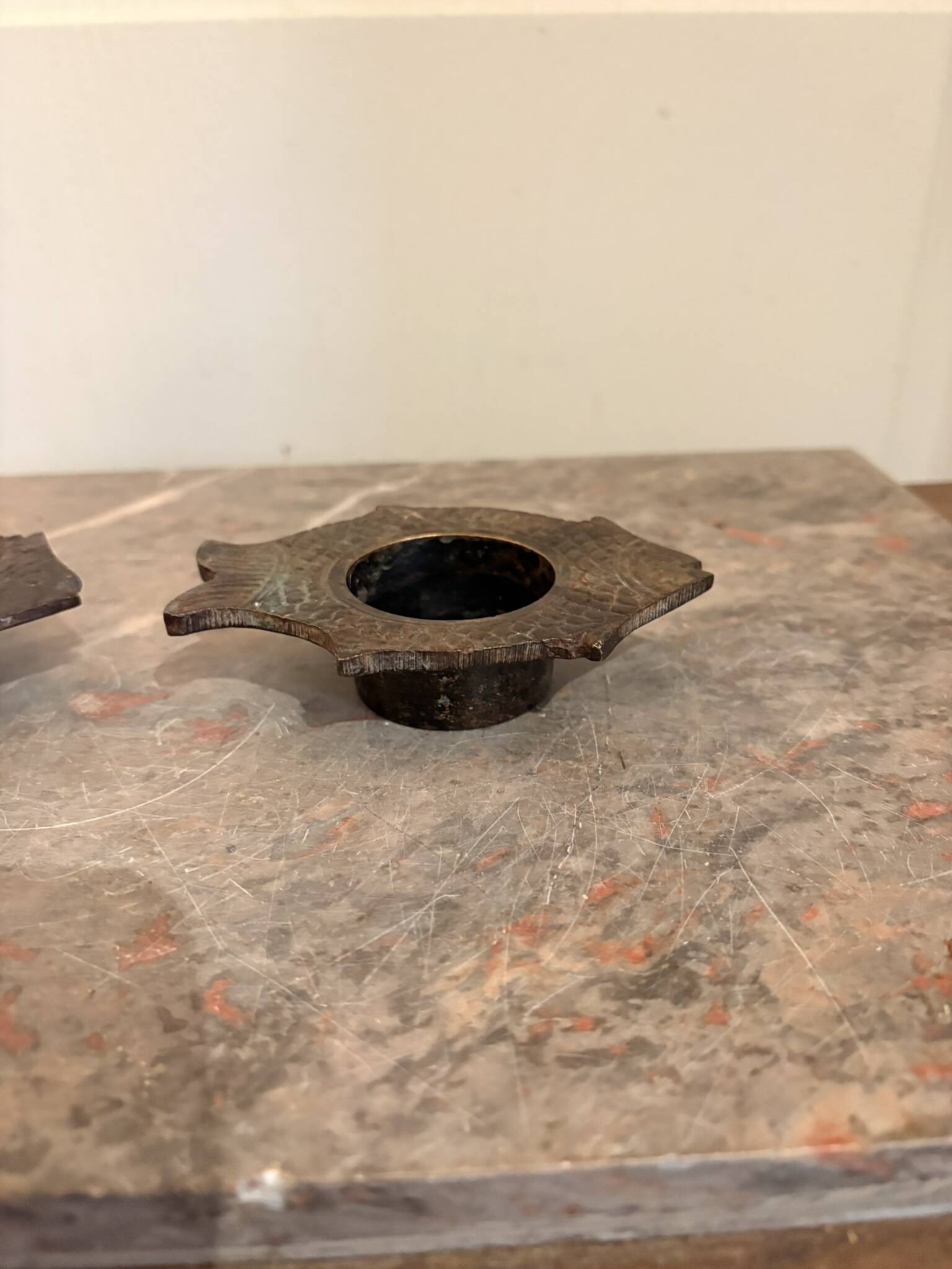 Indian Nepalese Buddhist Bronze Fish Vishnu Candle Holder Lantern