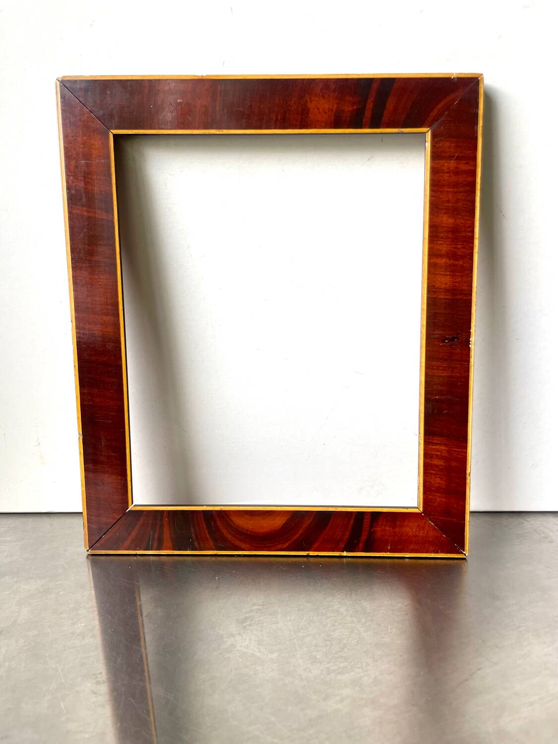 Antique Wooden  Frame intarsia borders 26.5 cm x 22.5  cm