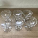 6 Mismatched Engraved Champagne Glasses