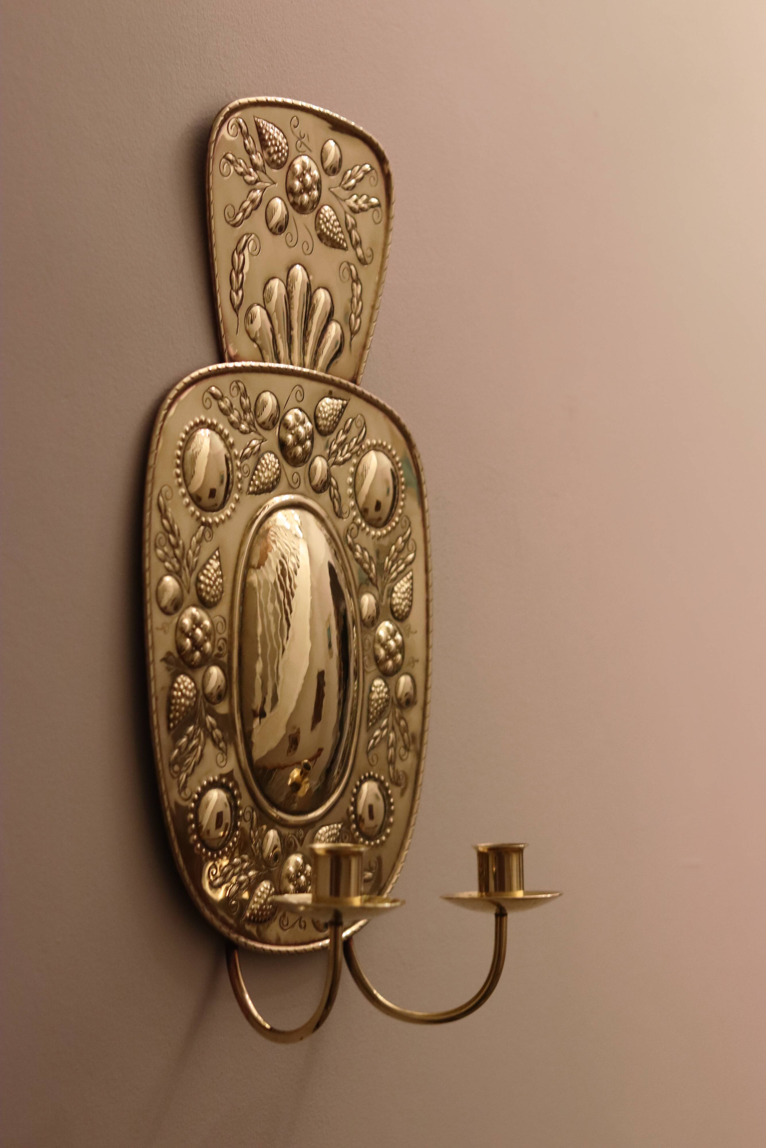 Mid Century Swedish Brass Sconce