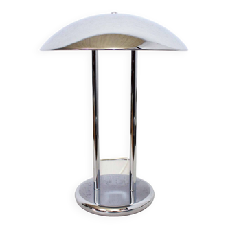 Chromed metal mushroom lamp