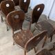 8 chaises brutalistes vintage en bois
