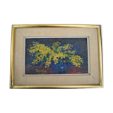 Julien Duriez 1900-1993 Mimosas bouquet Oil on signed and dated panel, vintage frame