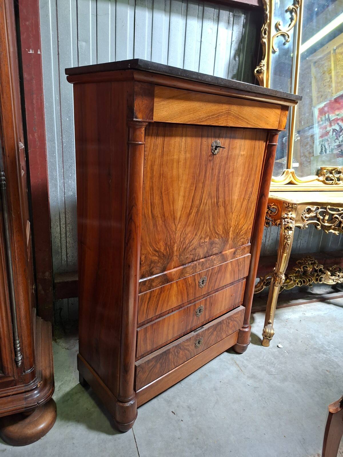 Secrétaire à abattant en noyer – Époque Empire, XIXe