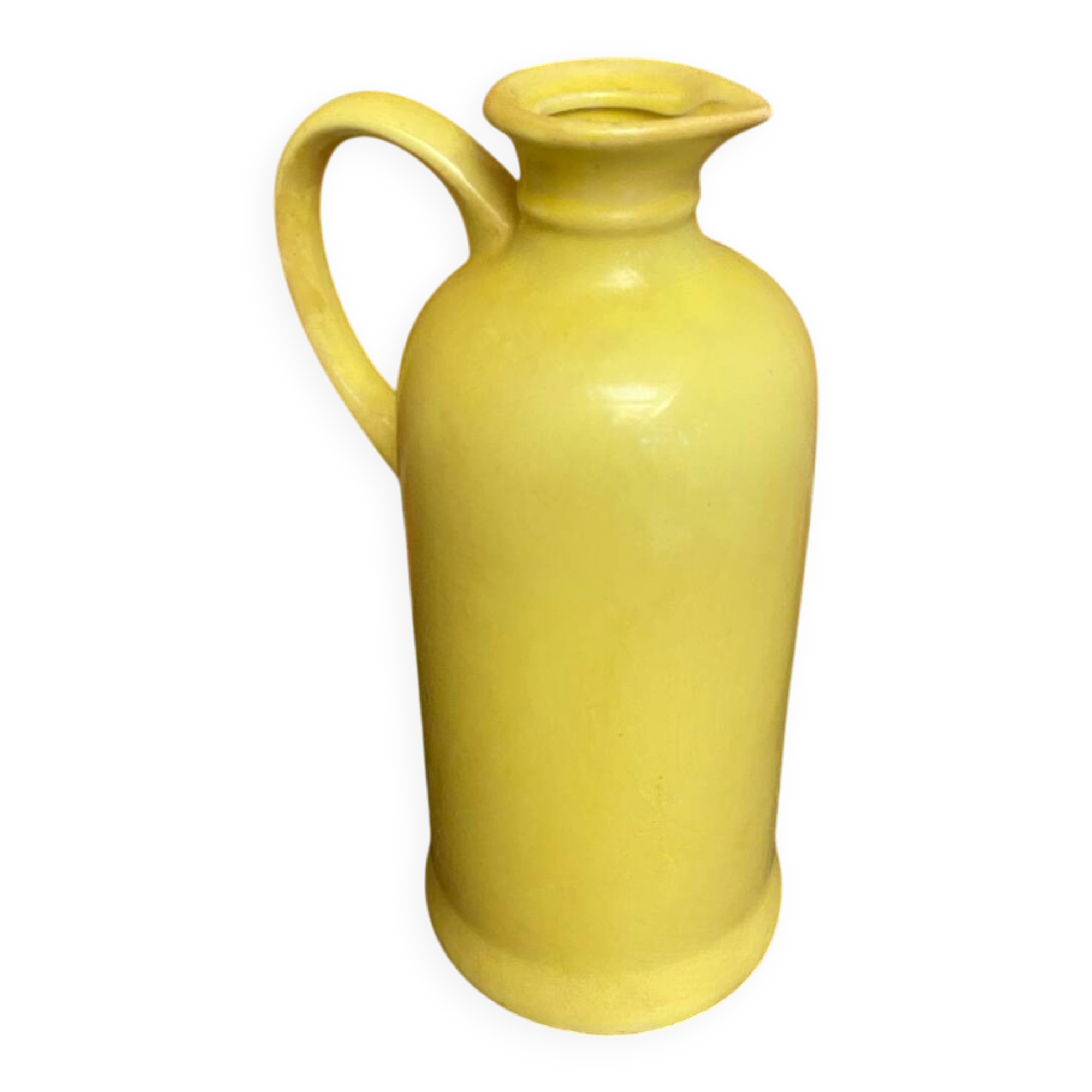 Old Yellow Glazed Ceramic Pitcher Vintage Kitchen #D427