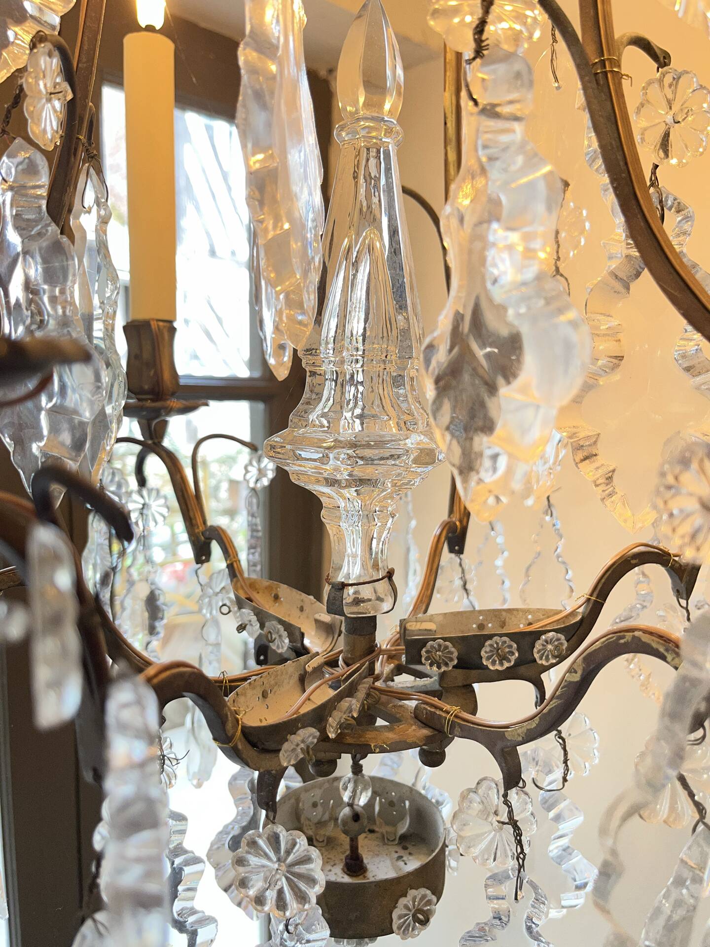 Lustre à pampille  cristal 19 eme