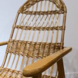 Wicker and wood rocking chair