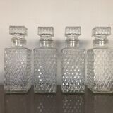 Set of 4 vintage glass decanters
