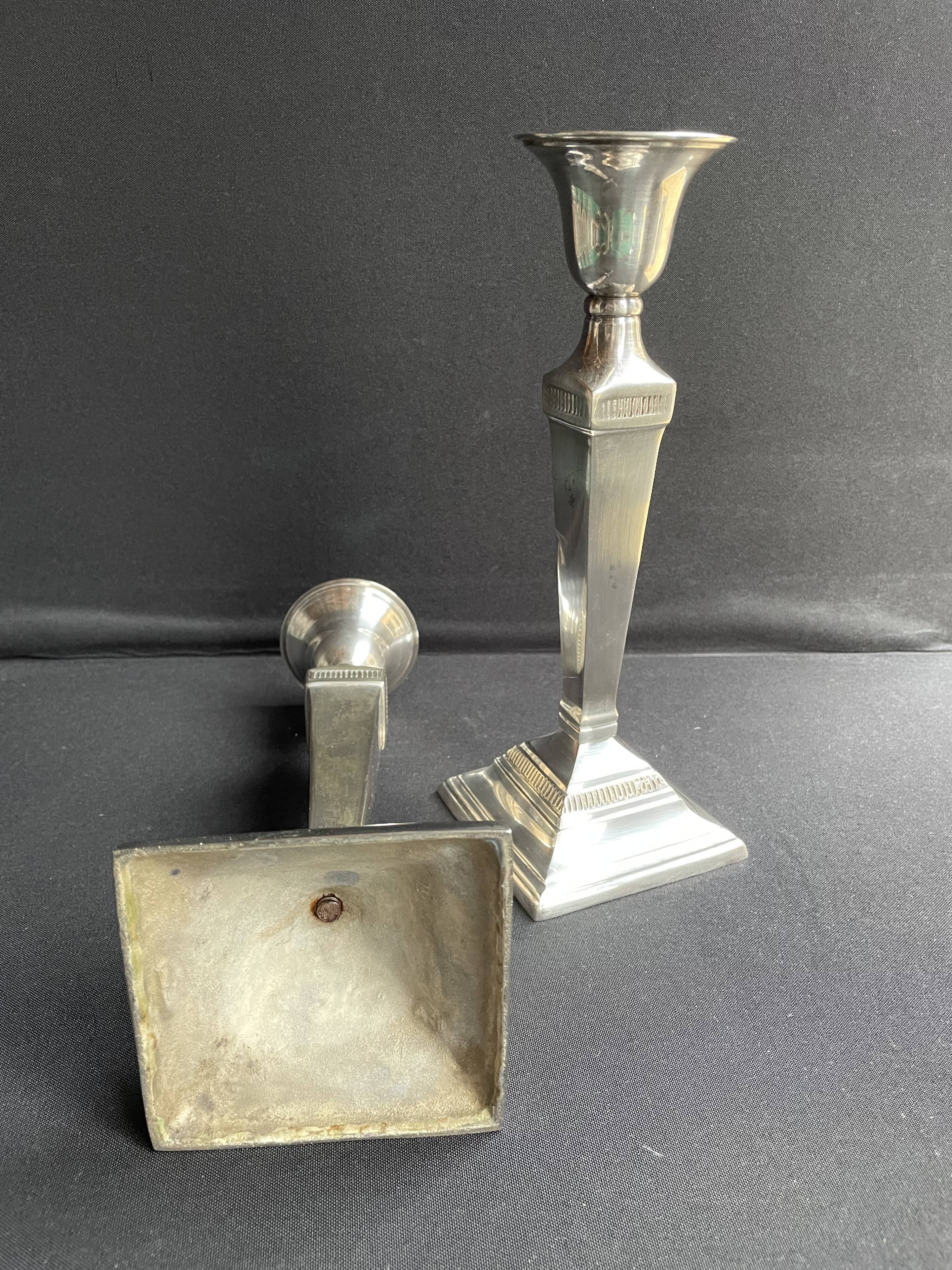 Candle holders (2) - Modern mid-century - Silver metal - Square base