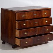 Antique pine chest of drawers with four drawers and brass handles – Central Europe, circa 1900