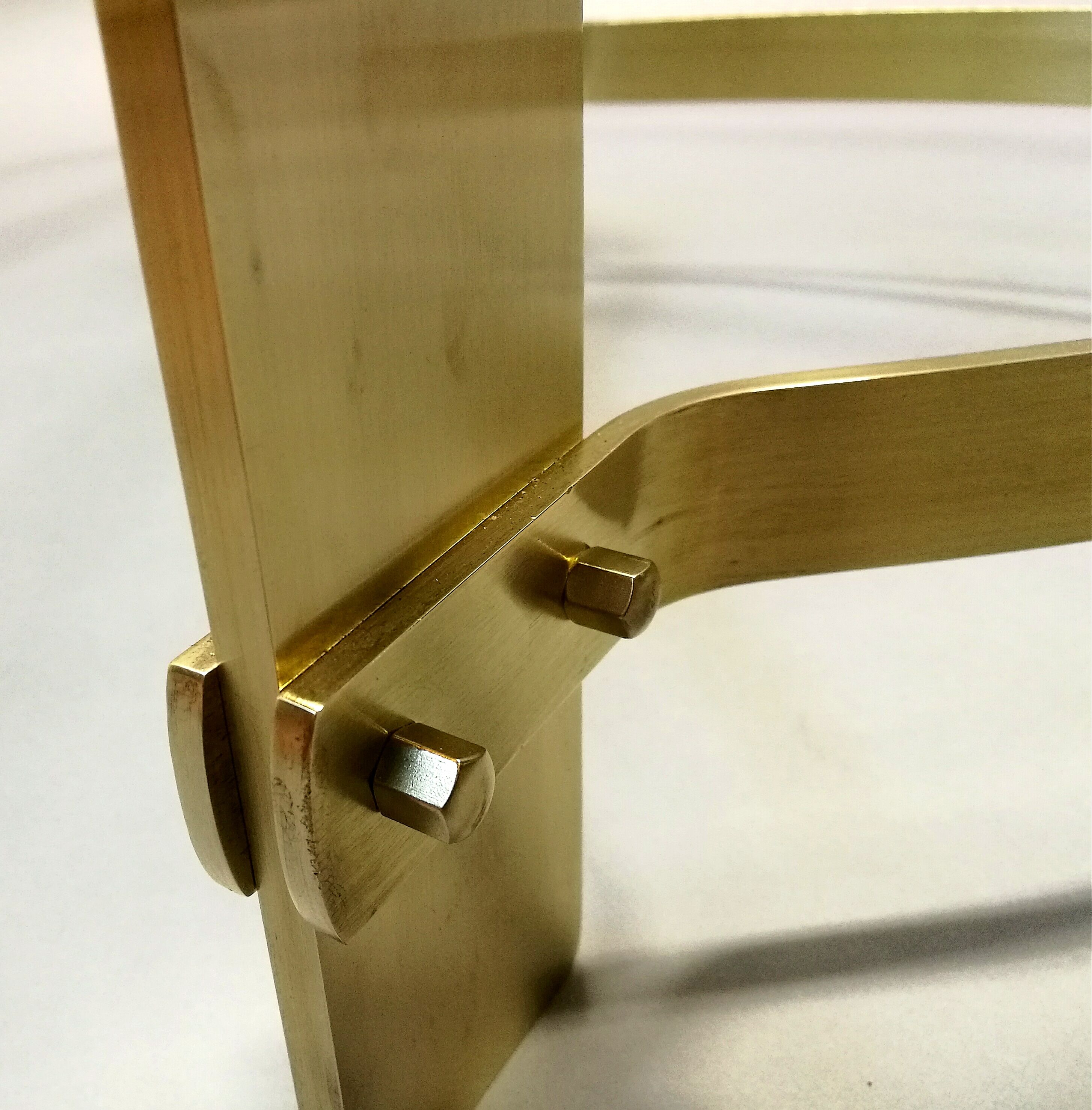 Coffee table  70s form free brass and glass