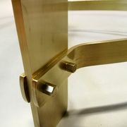 Coffee table  70s form free brass and glass