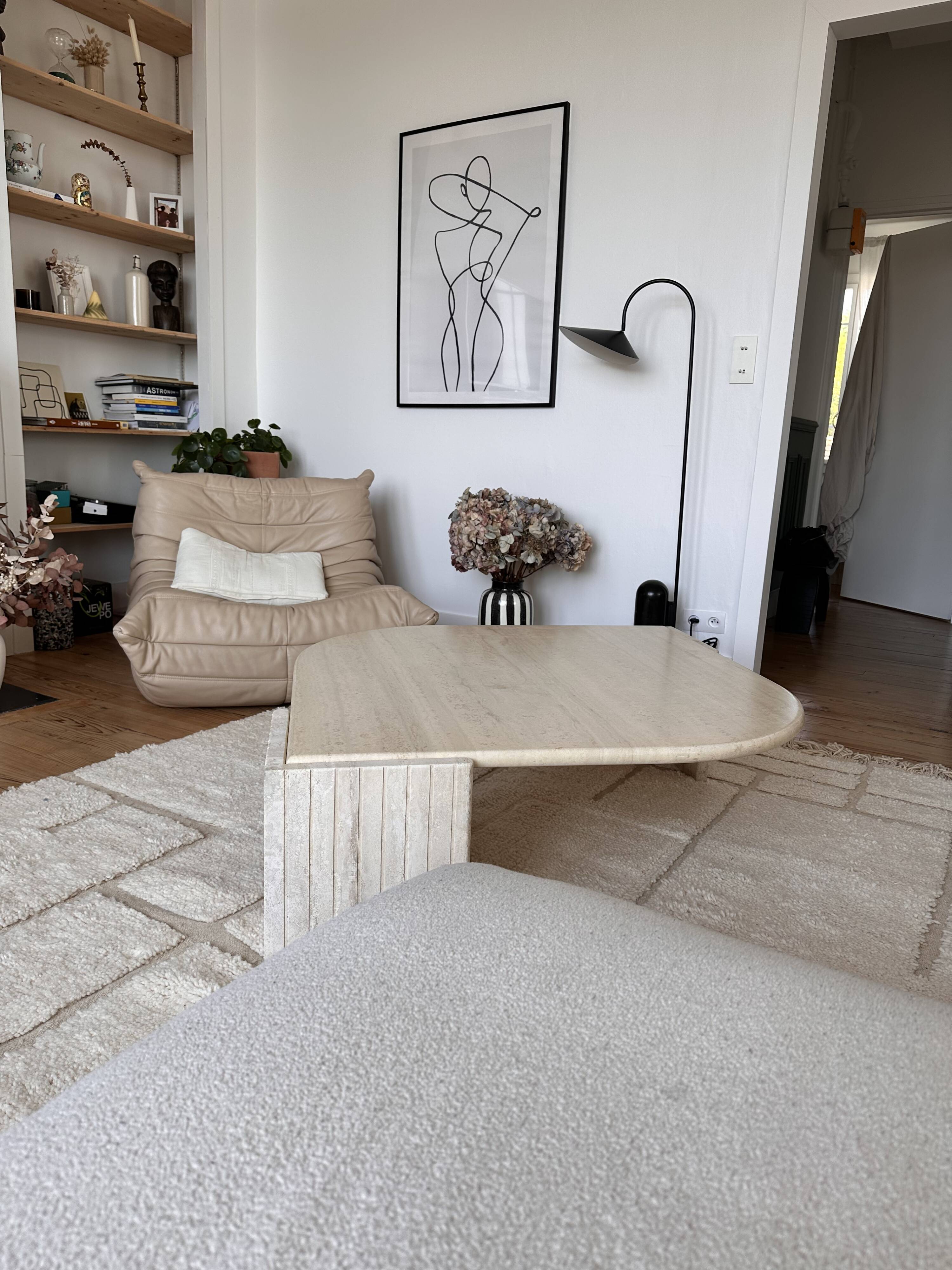 Roche Bobois "Œil" travertine coffee table