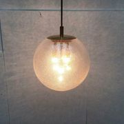 Large glass and brass planet ball pendant lamp from the mid-century German space age, 1960s.