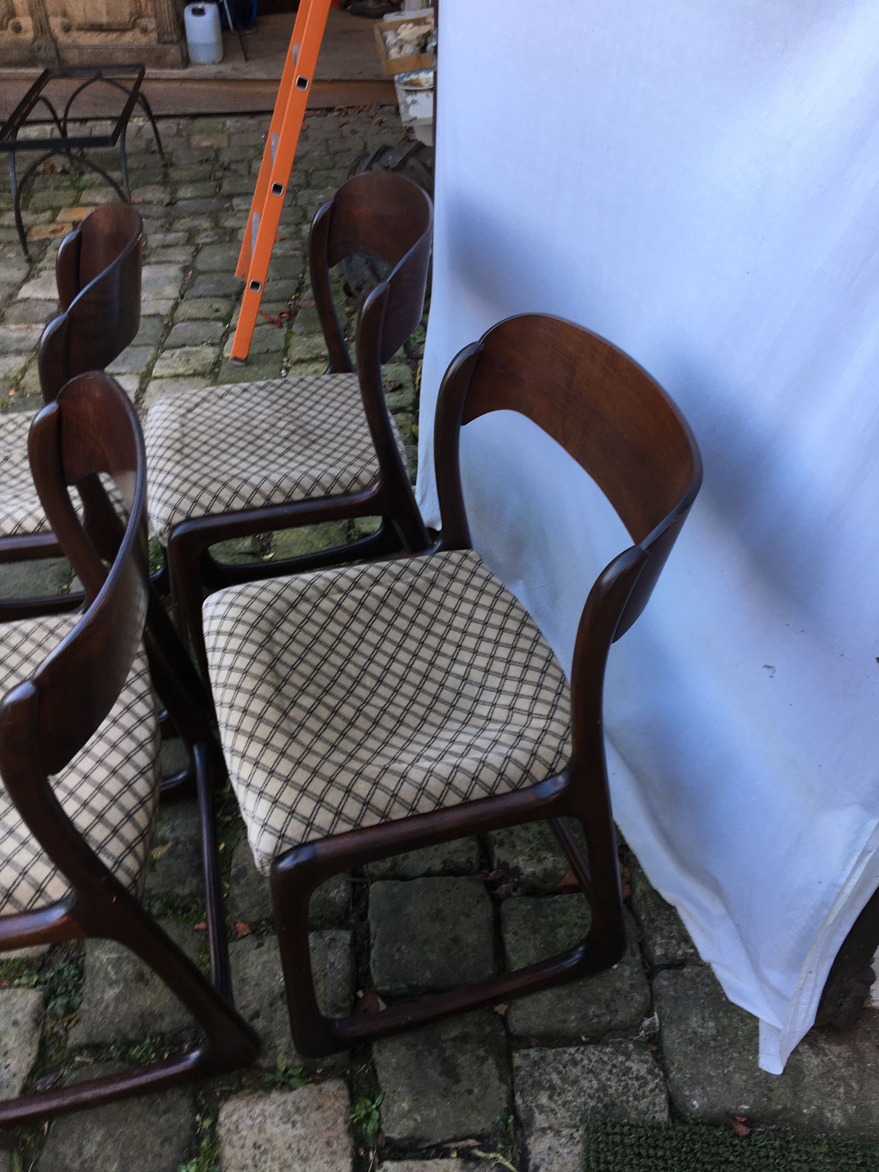 Series of 4 chairs Baumann sled in rosewood