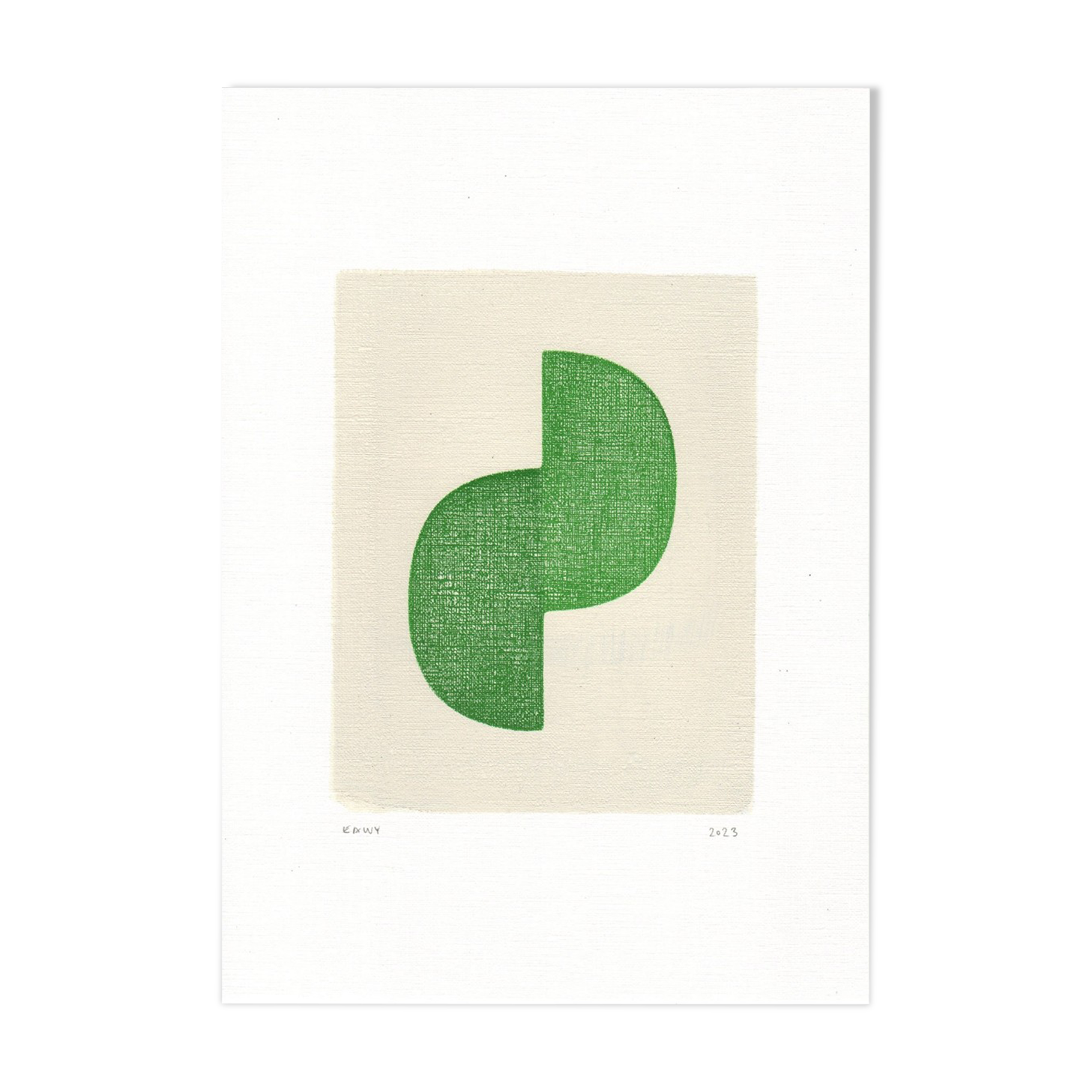 Abstract painting on paper - Twin - emerald green - signed Eawy