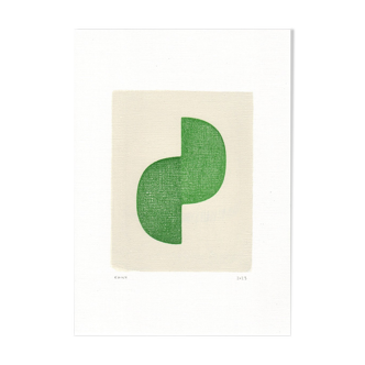 Peinture abstraite sur papier - Twin - vert émeraude  - signée Eawy