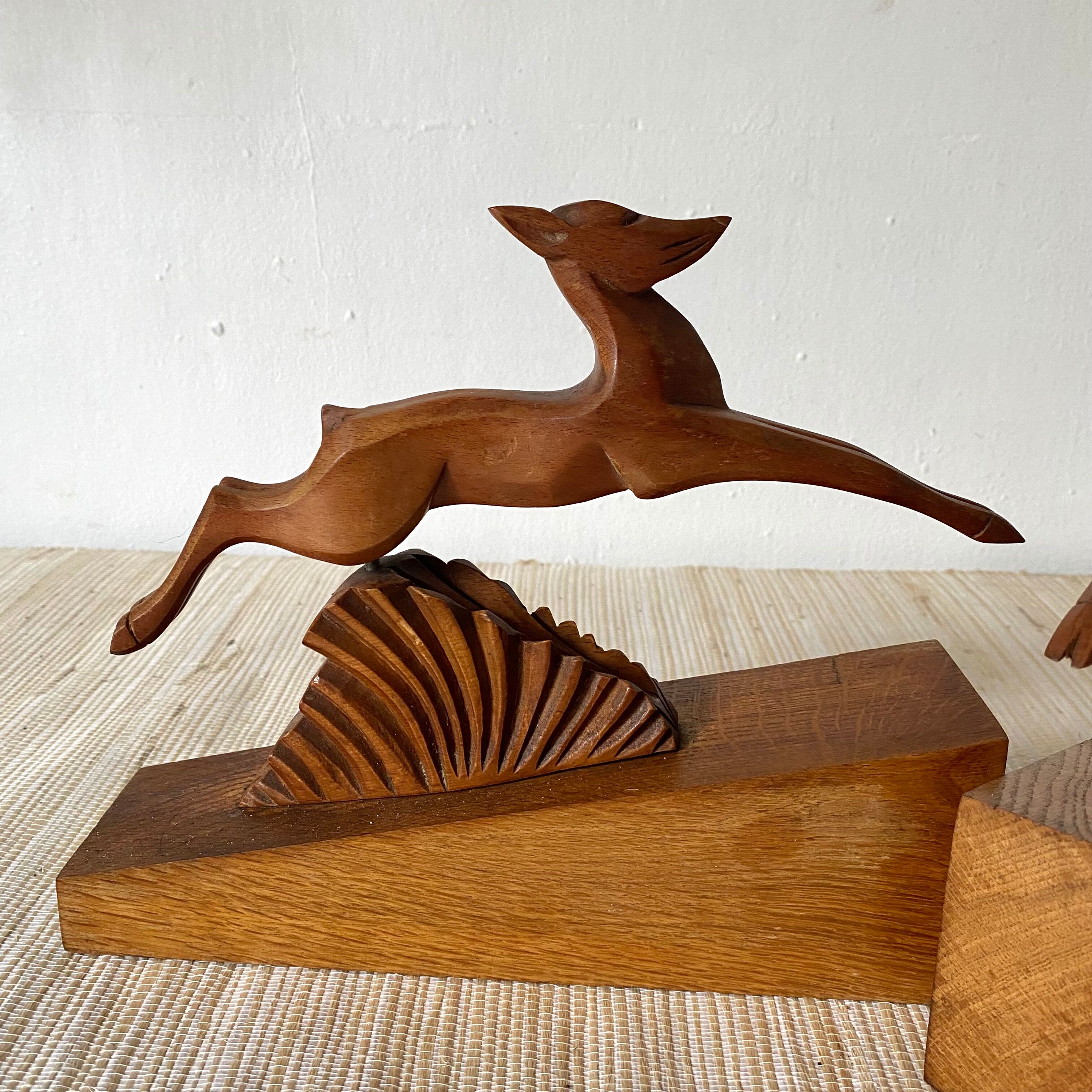 Pair of art deco doe bookends