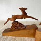 Pair of art deco doe bookends