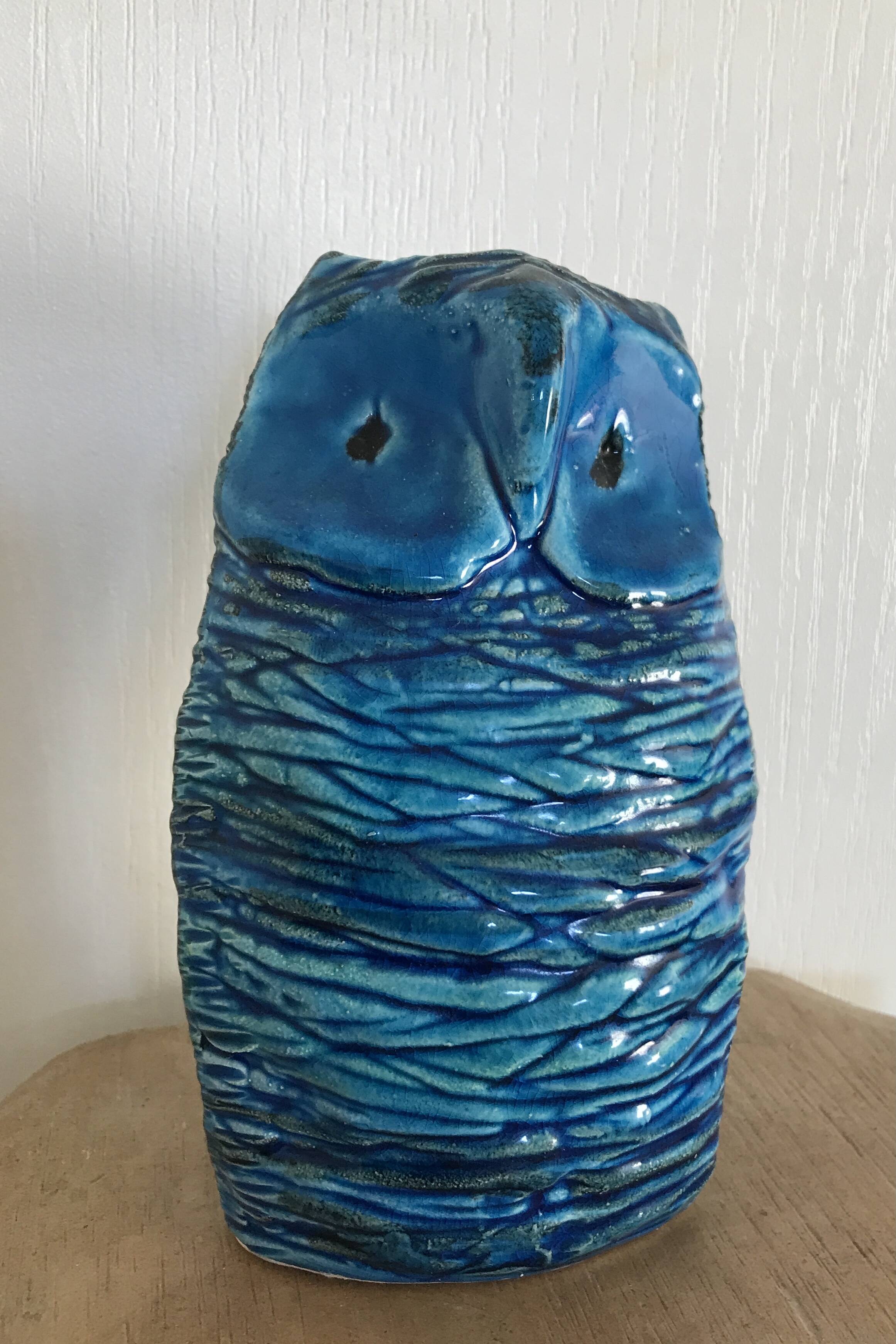 Ceramic OWL Rimini Blu by ALDO LONDI for BITOSSI, Italy