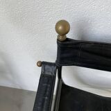 Pair of leather “curule” emperor armchairs