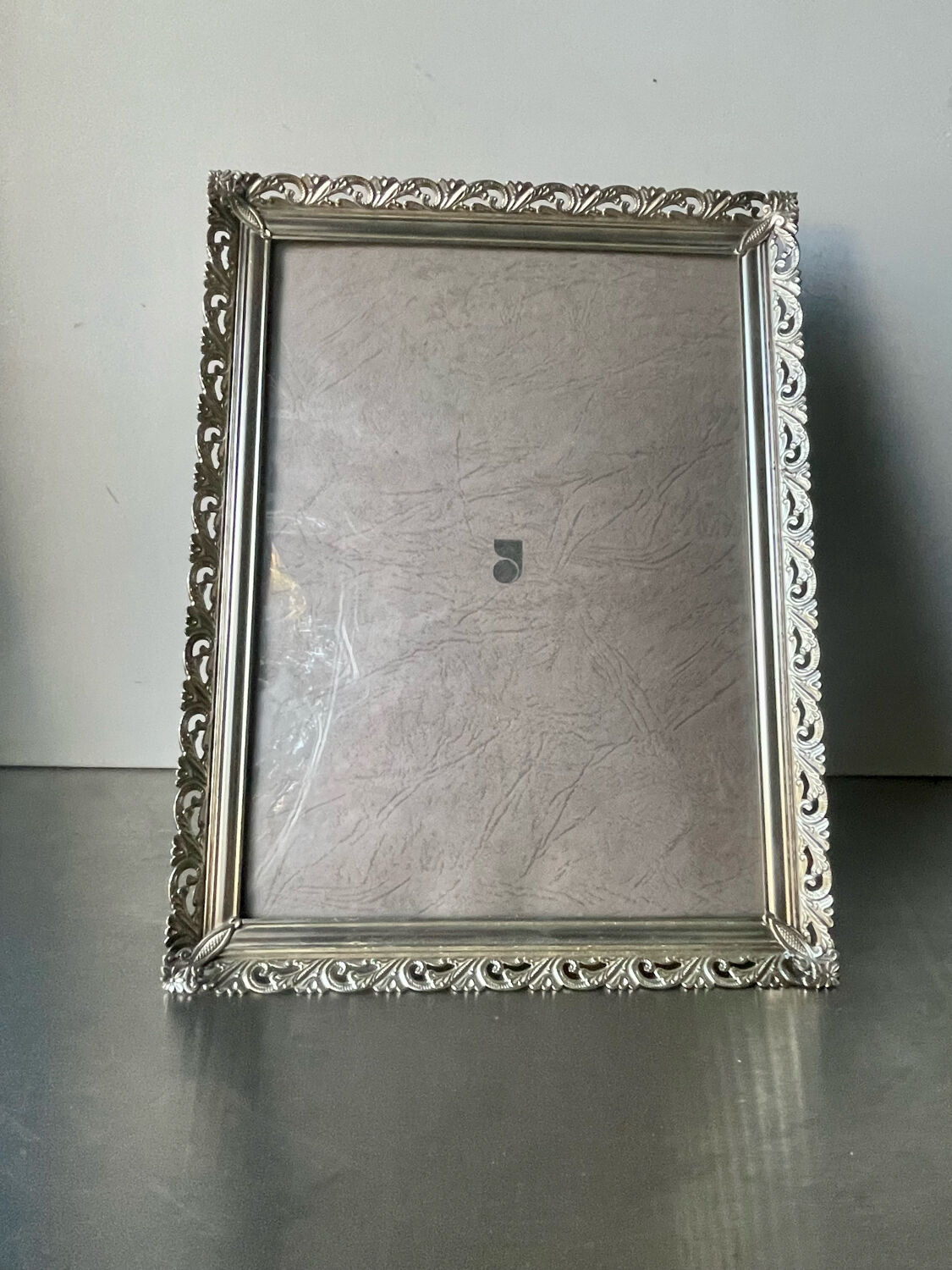 Metal vintage silver colored frame 26.5 cm x 20 cm  convex glass